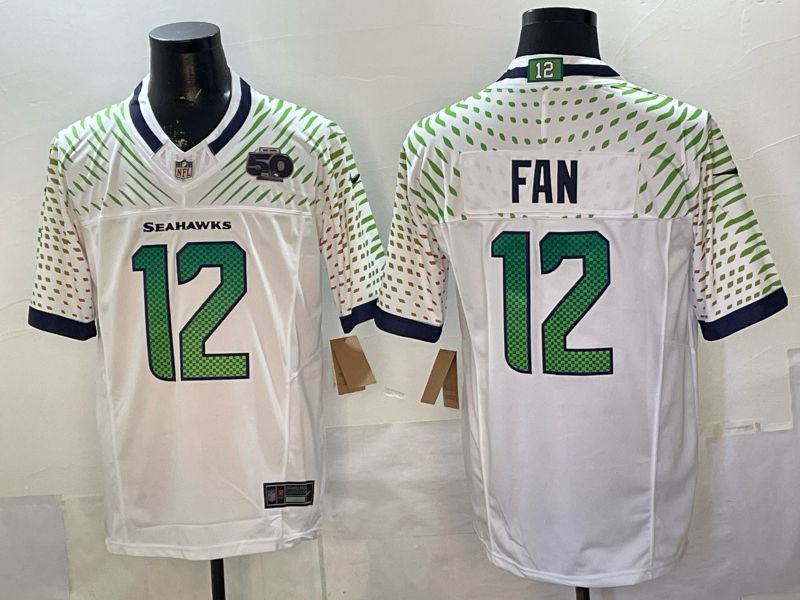 Men Seattle Seahawks #12 Fan White 5th generations Throwback 2026 Nike Limited NFL Jersey style 03->women nfl jersey->Women Jersey